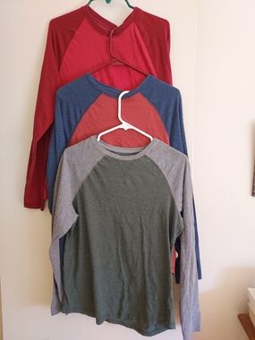 Bundle Of 3 urban pipeline Long-Sleeve Raglan Tees - Red, Blue, Olive